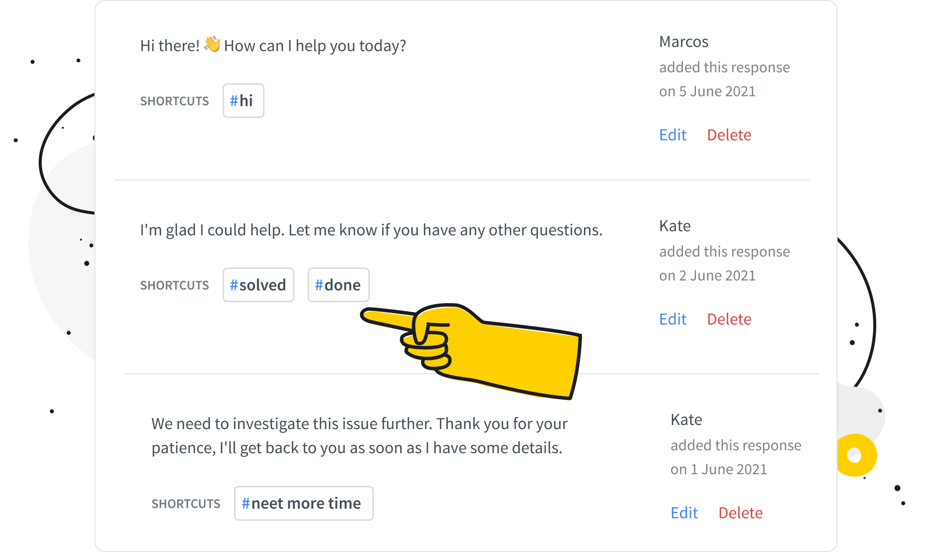 Canned responses in HelpDesk app