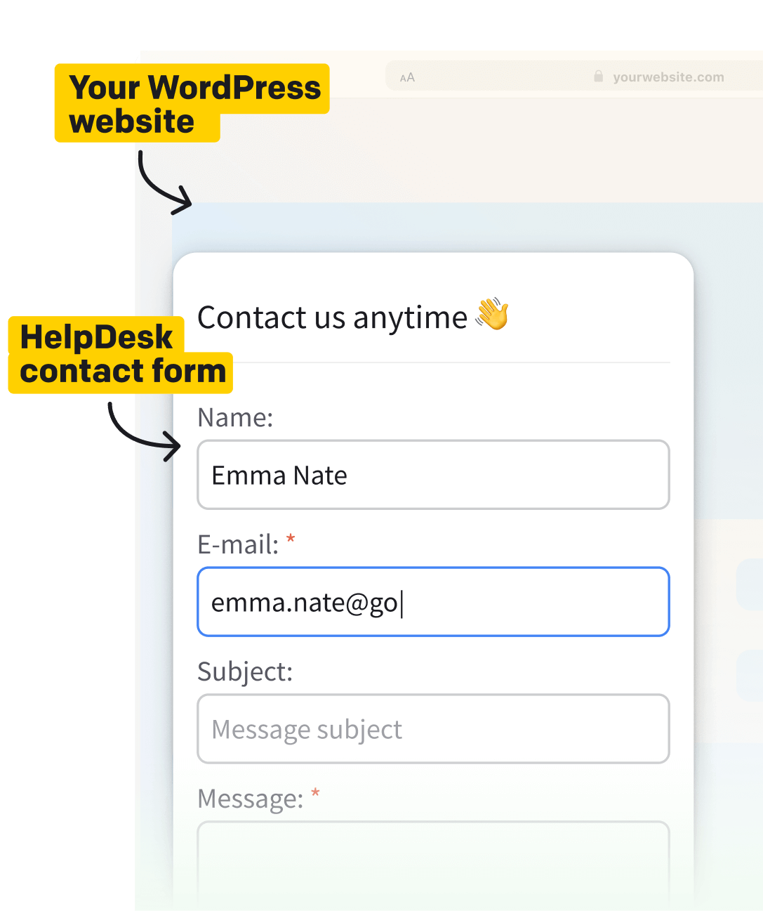 HelpDesk contact form in WordPress