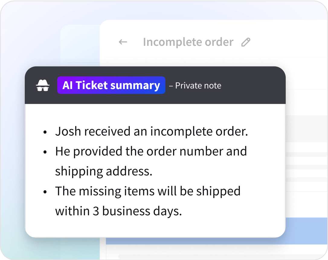 AI ticket summary in HelpDesk