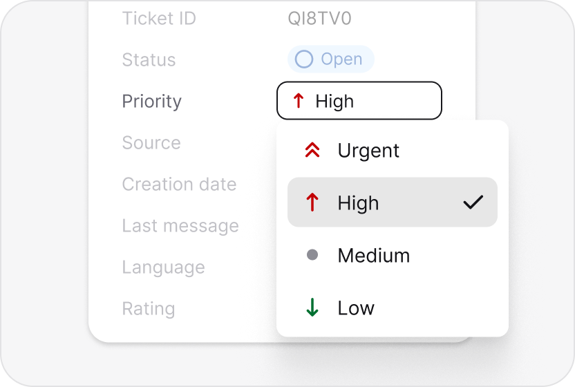 Priority picker setting a ticket to high in HelpDesk