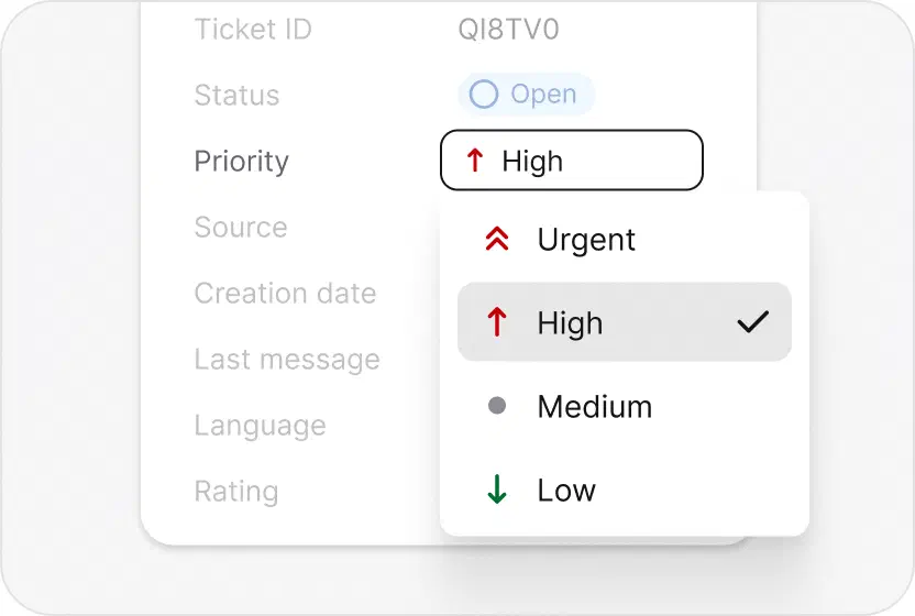 Priority picker setting a ticket to high in HelpDesk