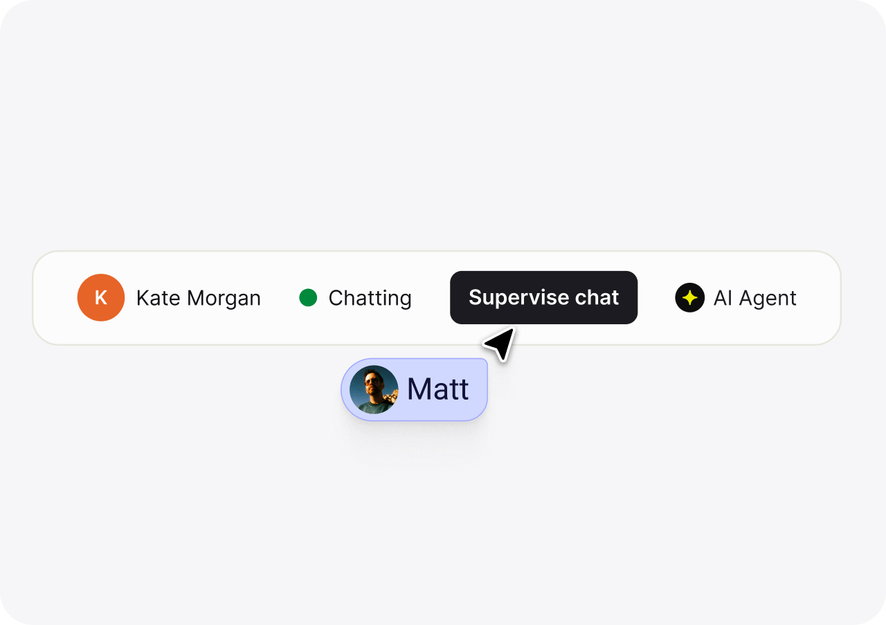 Supervise chat control passing an AI agent conversation to a human teammate in HelpDesk