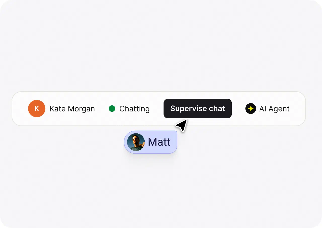 Supervise chat control passing an AI agent conversation to a human teammate in HelpDesk