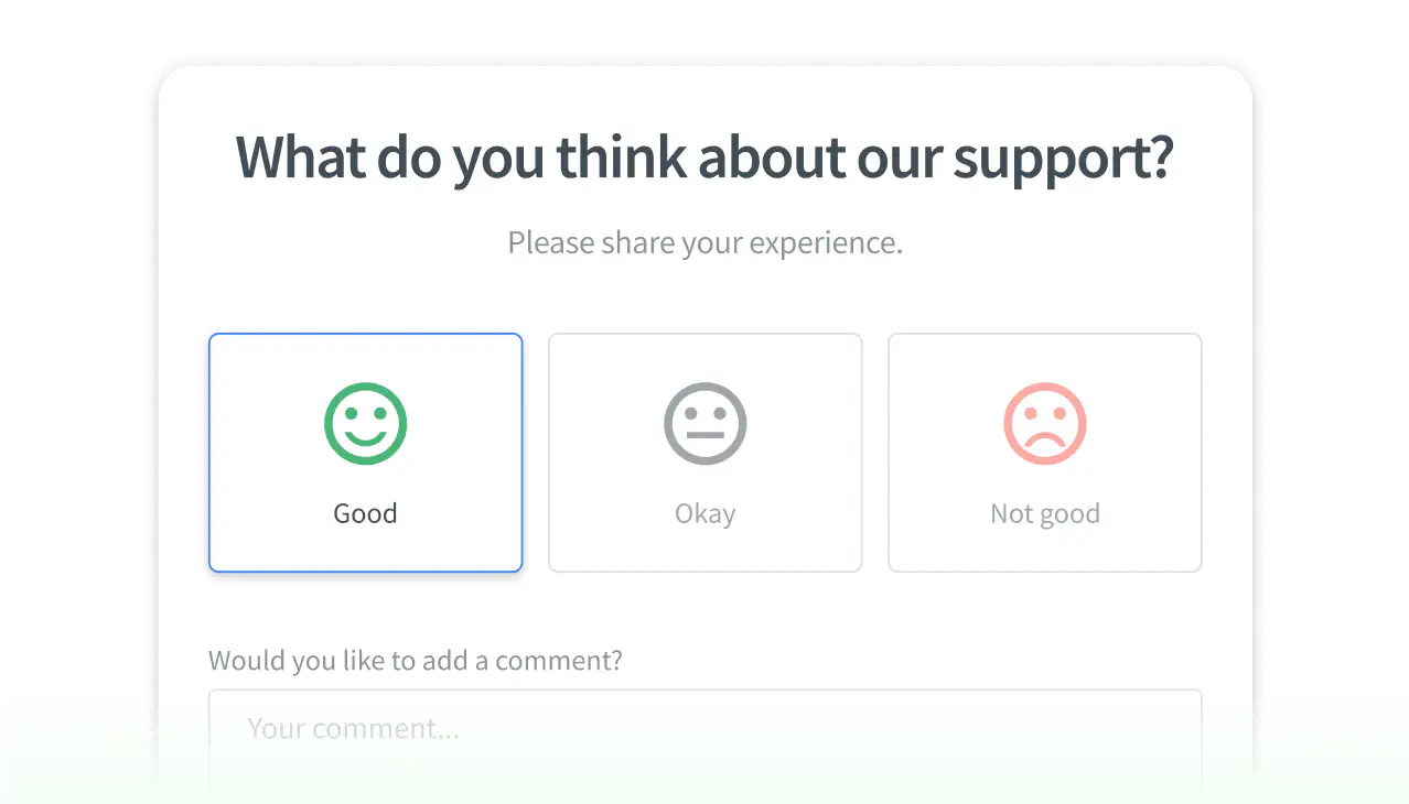 Feedback request view in HelpDesk app