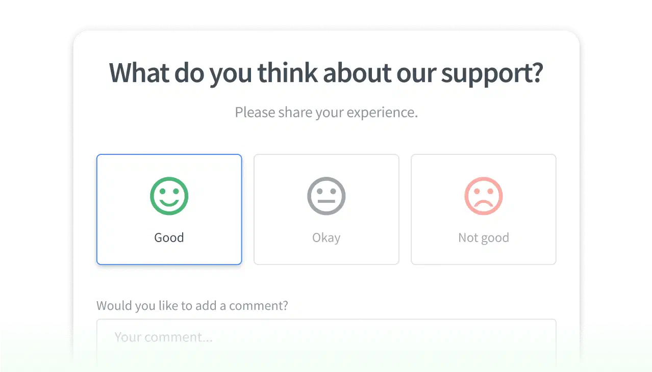 Feedback request view in HelpDesk.com app
