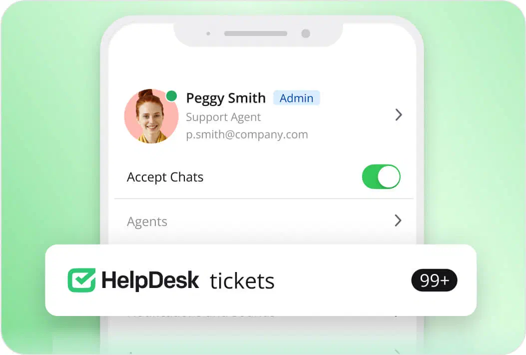 View of multichannel support in the HelpDesk.com app
