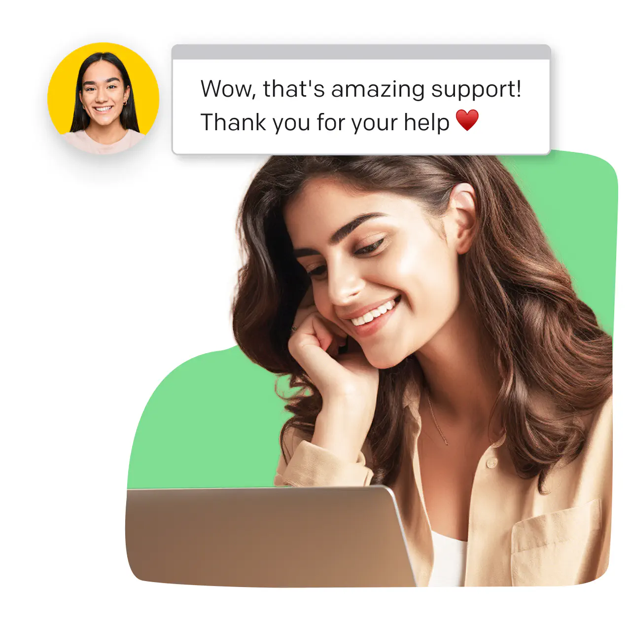 A support agent with a laptop helping a customer log in