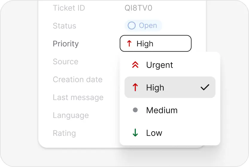 Priority picker setting a ticket to high in HelpDesk
