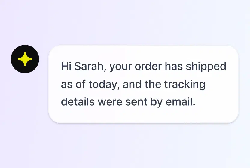 AI Agent resolving a routine question in chat in HelpDesk.com