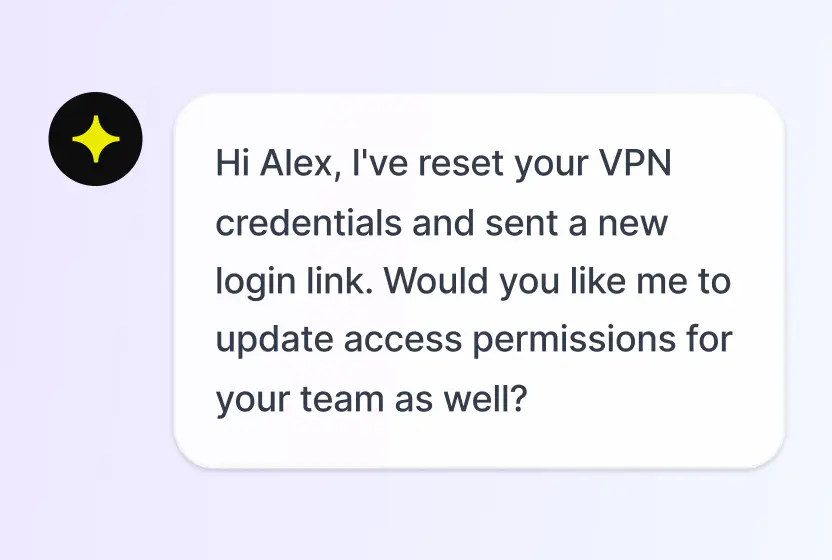 AI Agent resolving a routine question before it becomes an email ticket in HelpDesk.com