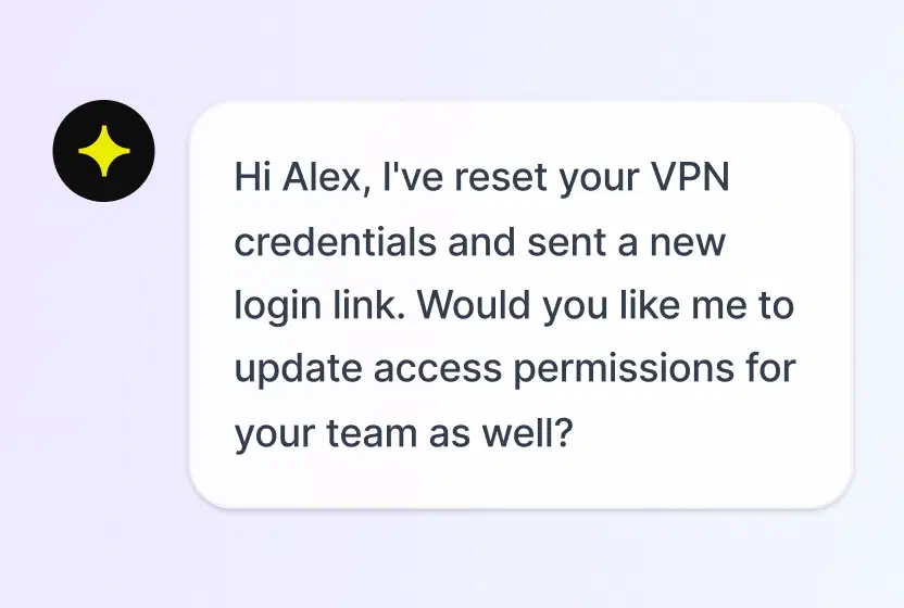 AI Agent resolving a routine question before it becomes an email ticket in HelpDesk.com