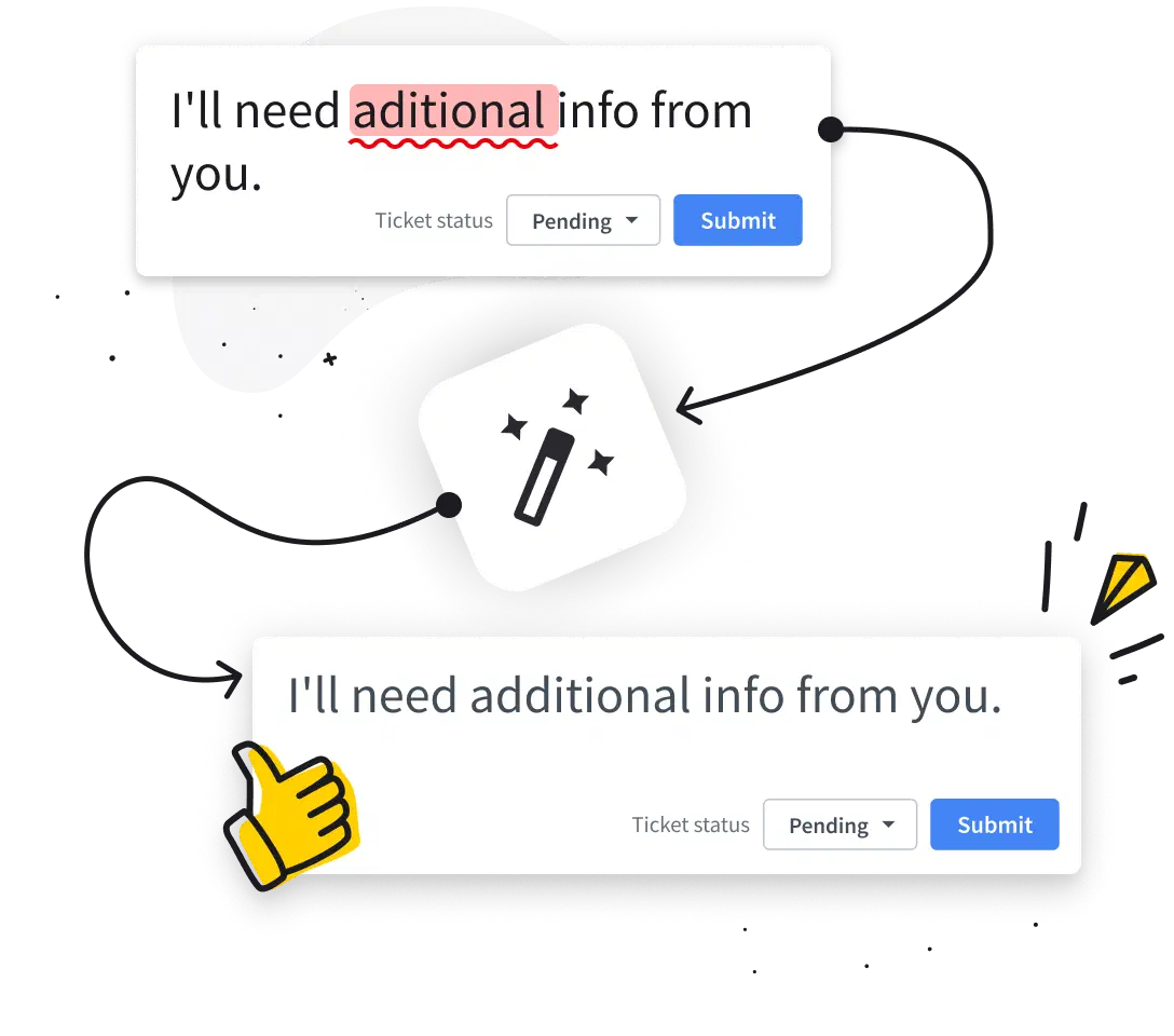 Correcting the text grammar in HelpDesk.com.