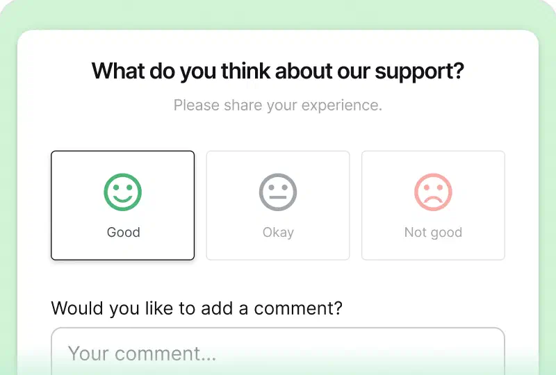 Feedback request in HelpDesk.com