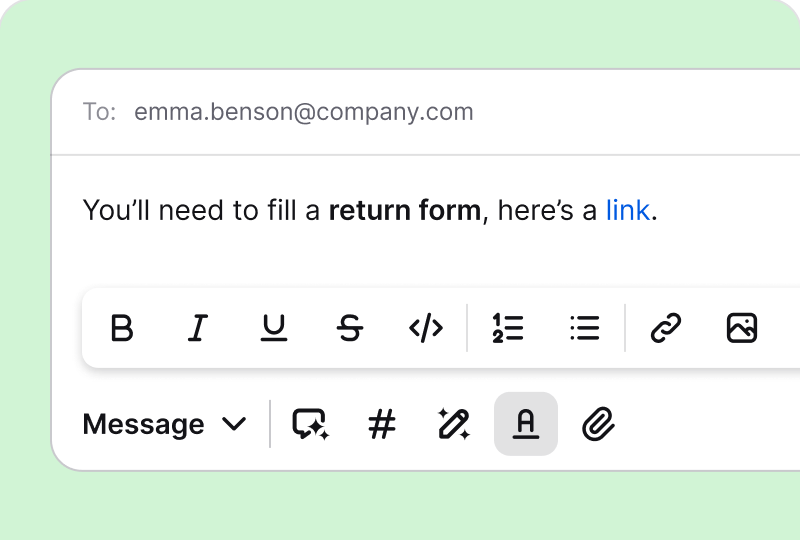 Rich text message area in HelpDesk tickets