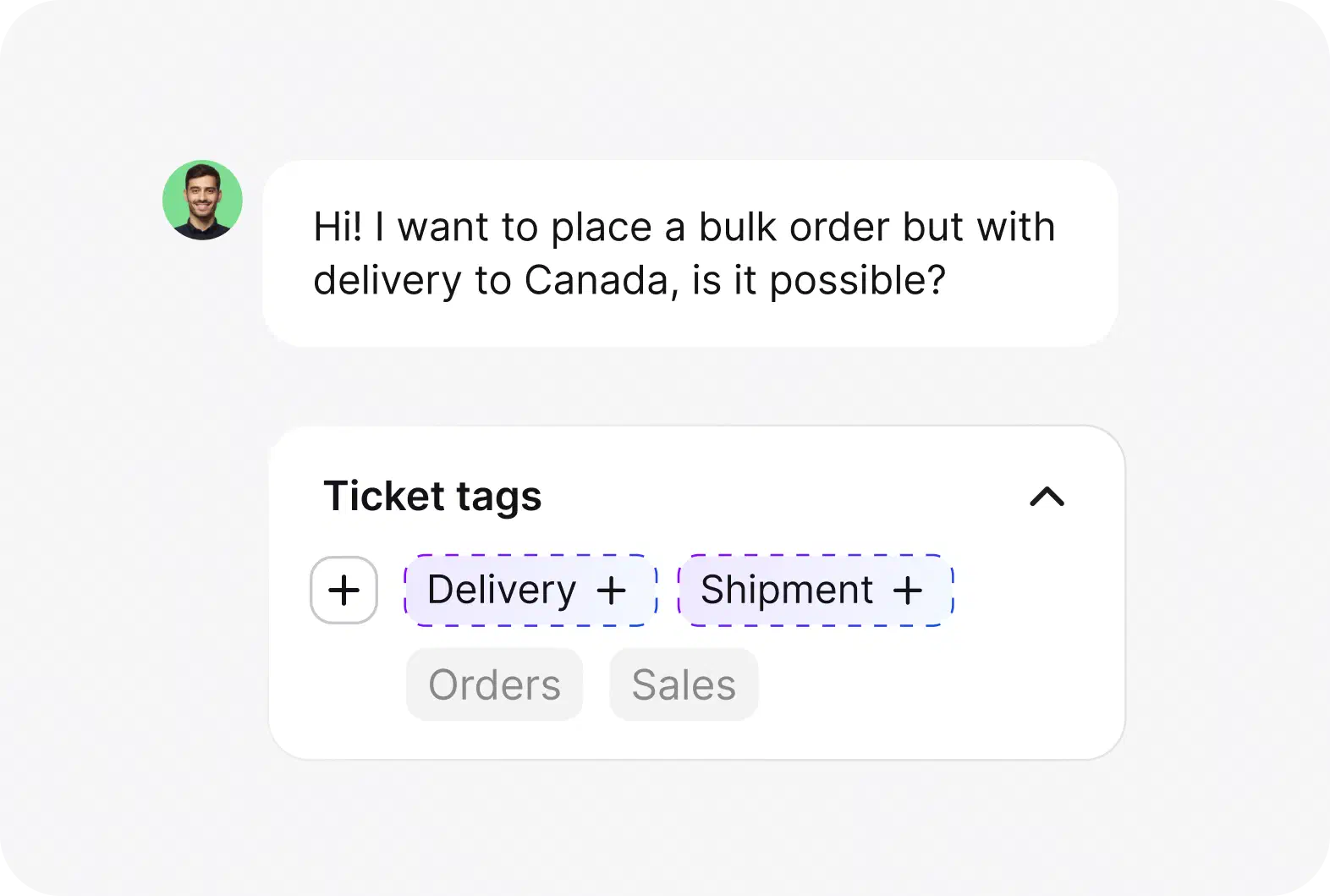 AI tag suggestions categorizing a ticket in HelpDesk.com