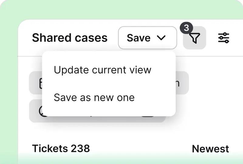 Custom filtering and saved views in the HelpDesk ticket management system
