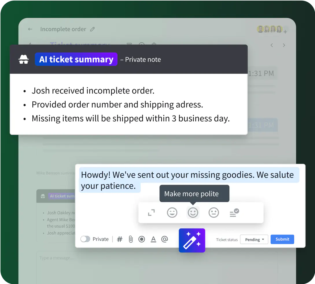 HelpDesk AI features
