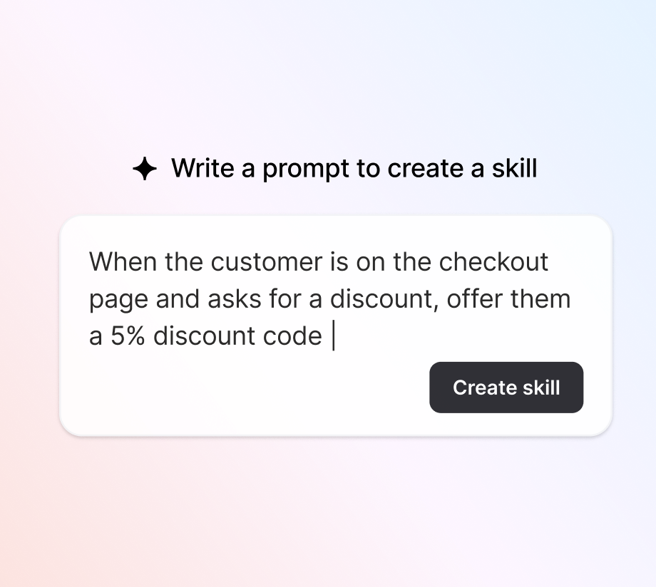 Prompt creating a custom AI agent skill for checkout discounts