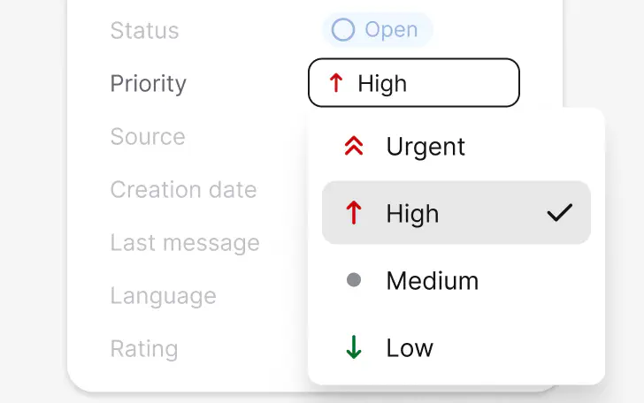 Priority picker setting a ticket to high in HelpDesk