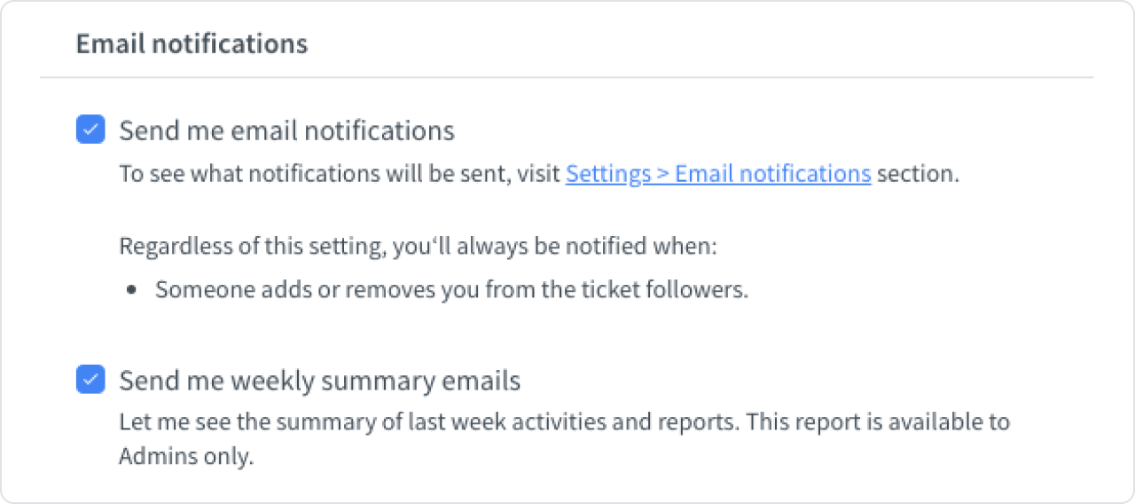 Setting up notifications in HelpDesk