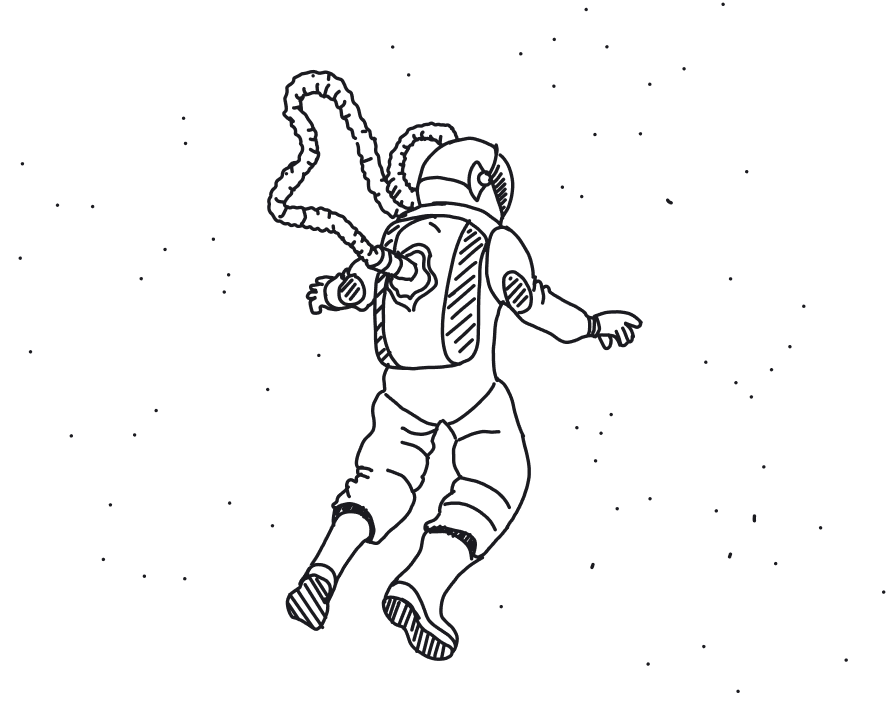 Illustration showing an astronaut moving in space