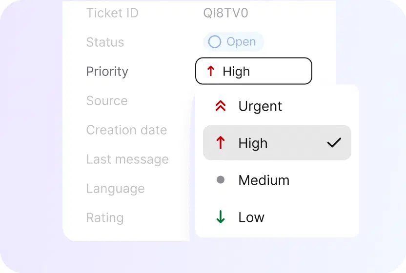 Priority picker setting a maintenance ticket to high in HelpDesk.com