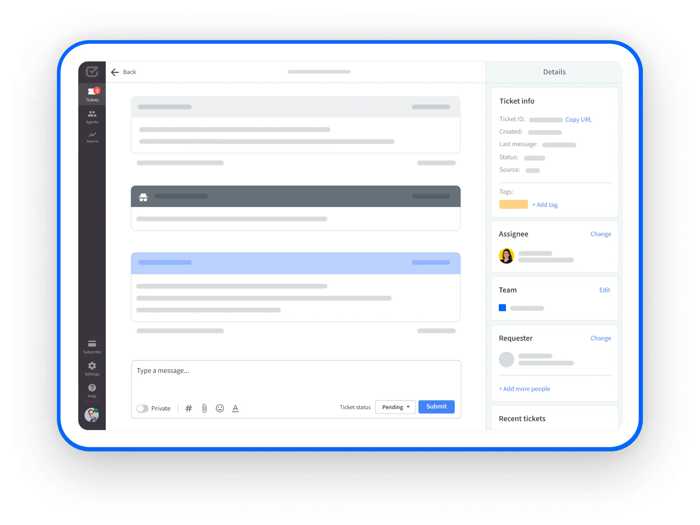 HelpDesk.com dashboard with ChatBot.com actions.
