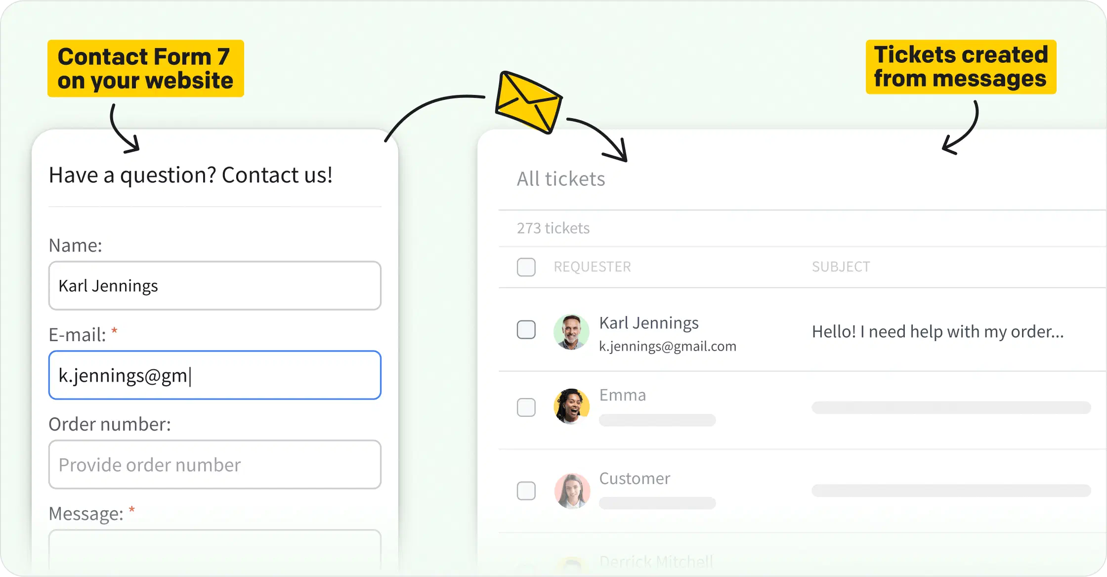 Integration of HelpDesk.com ticketing system with Contact Form 7