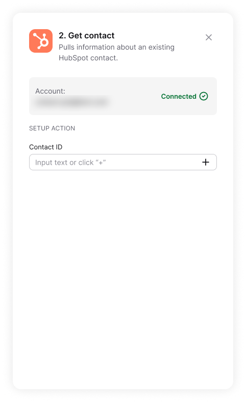 The Get contact action configured in HelpDesk.com, looking a contact up by ID