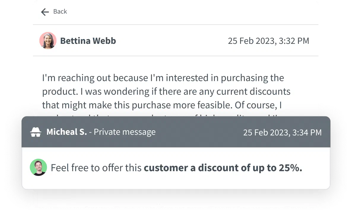 Private notes in HelpDesk.com to improve teamwork.