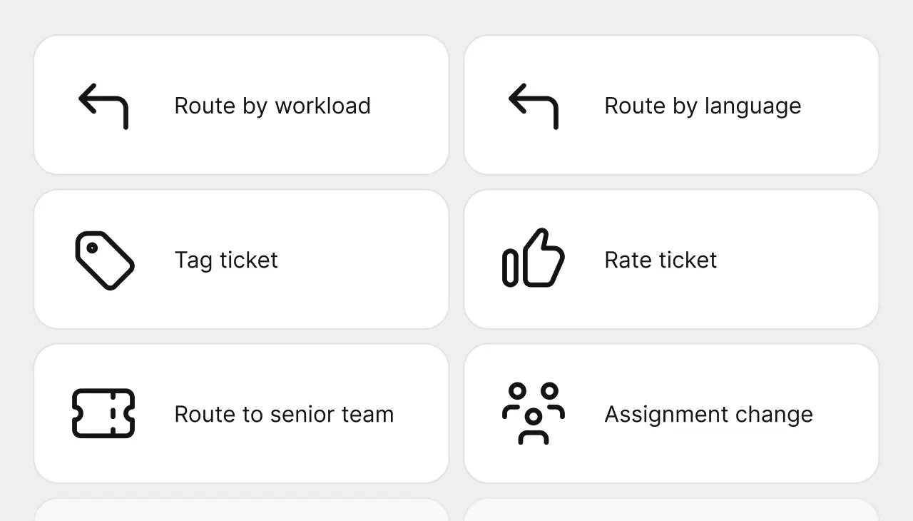 HelpDesk.com ticket rules for routing, tagging, rating, and assignment changes