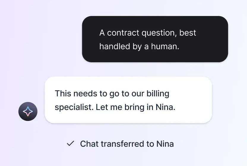 AI agent handing a conversation to a human teammate with the history attached in HelpDesk