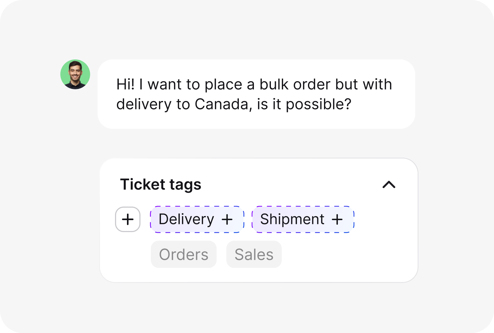 AI tag suggestions categorizing an incoming IT ticket