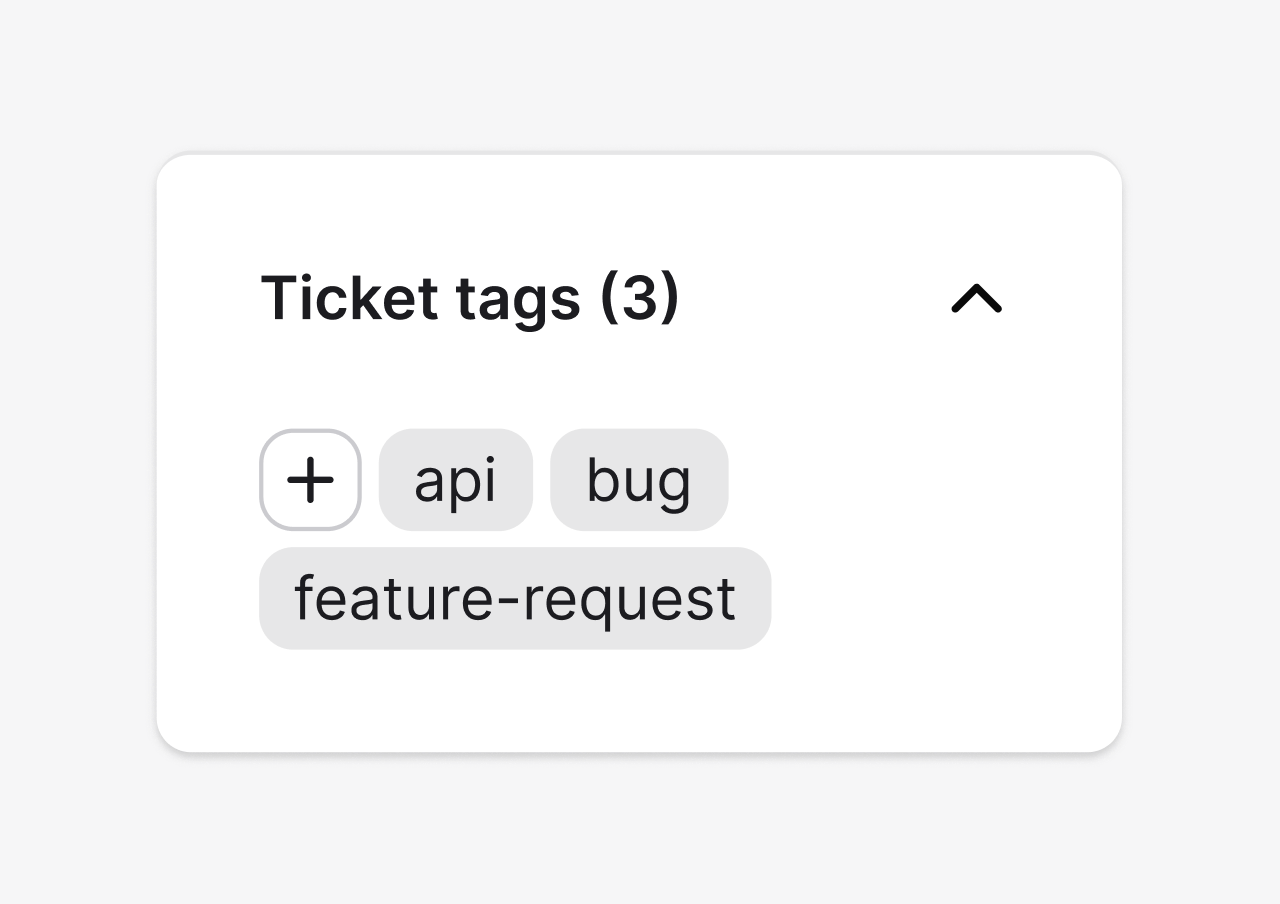 Ticket tags editor adding api and bug labels to a support case in HelpDesk.com