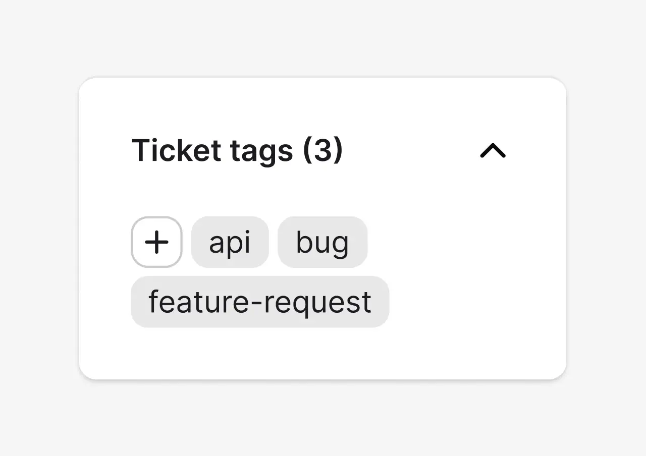Ticket tags editor adding api and bug labels to a support case in HelpDesk