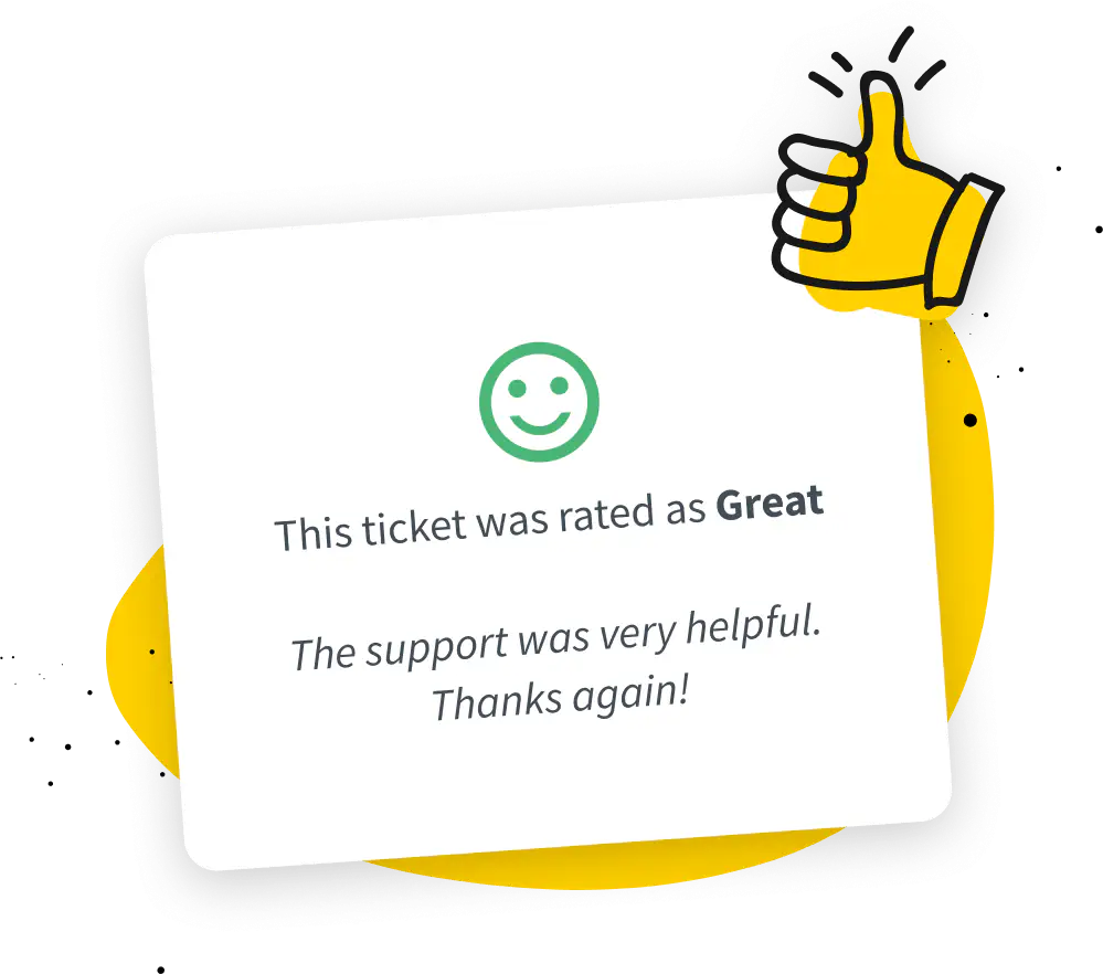 Screenshot of feedback message with a thump up