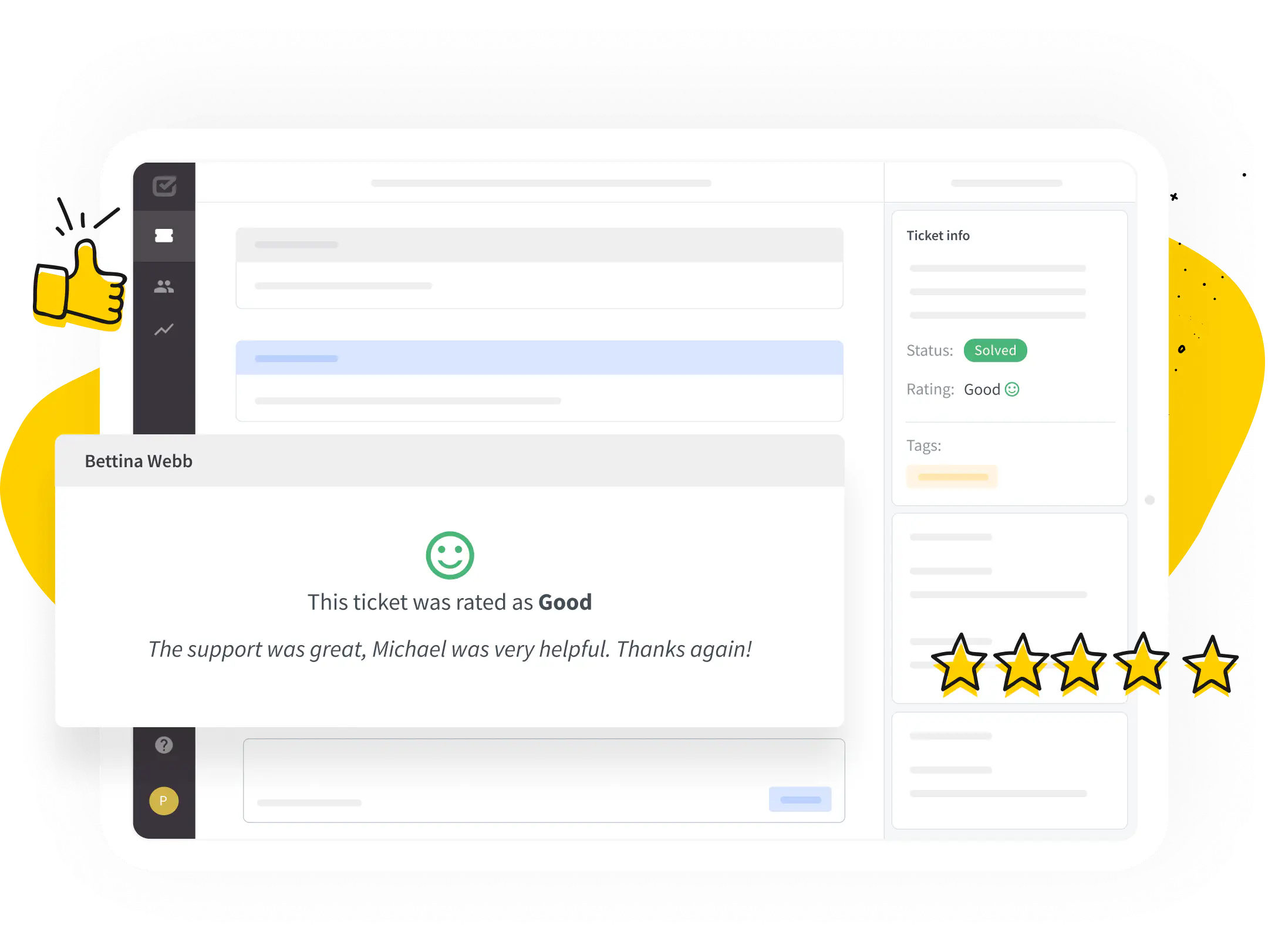 HelpDesk.com app: screenshot with ticket rating