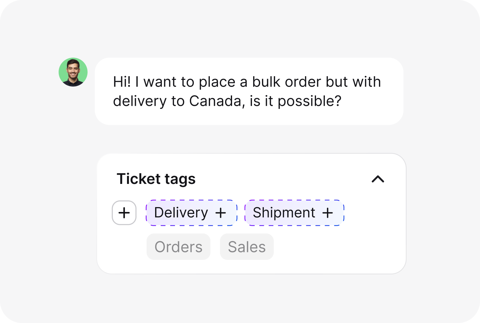 AI HelpDesk: AI tag suggestions view