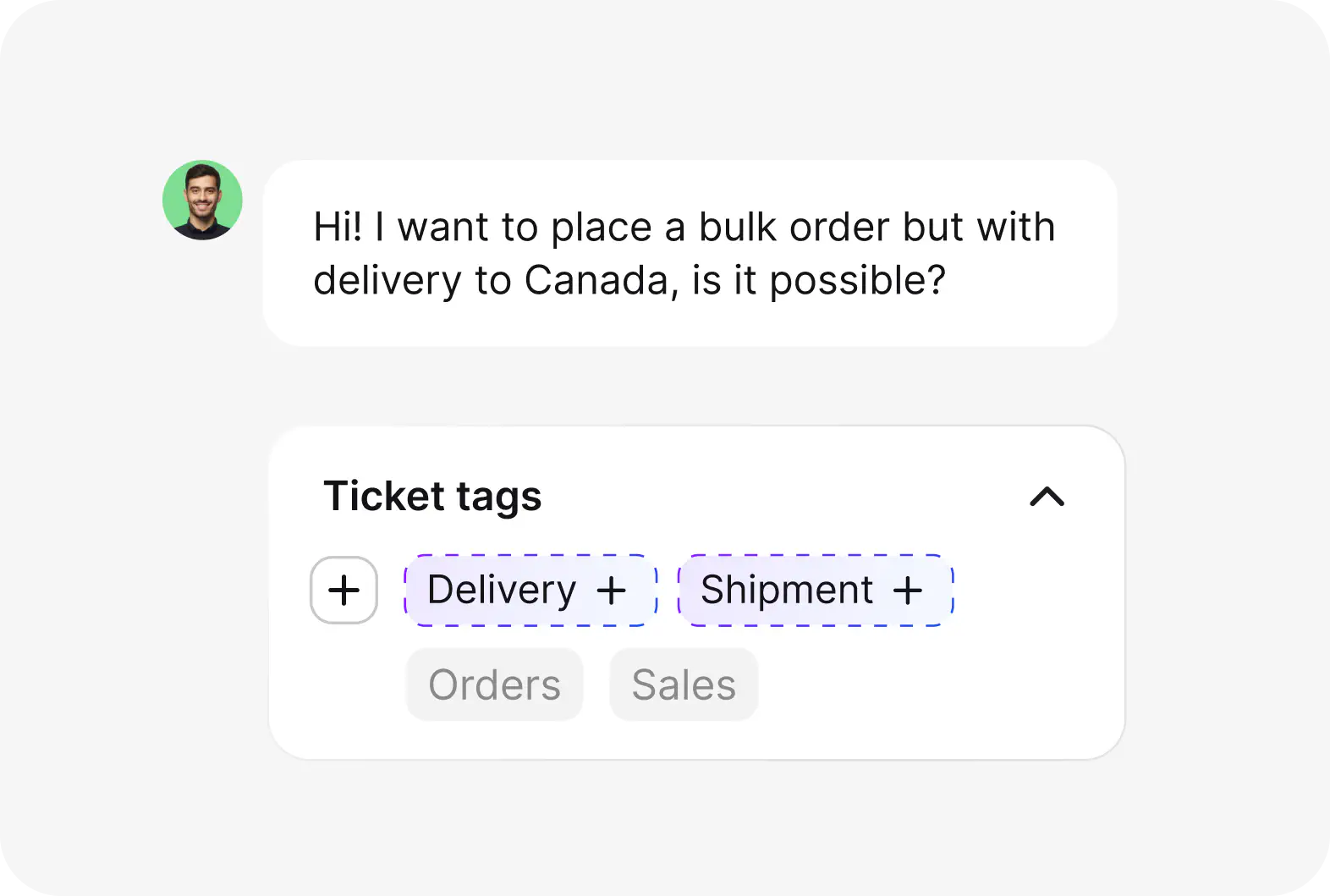 AI HelpDesk: AI tag suggestions view