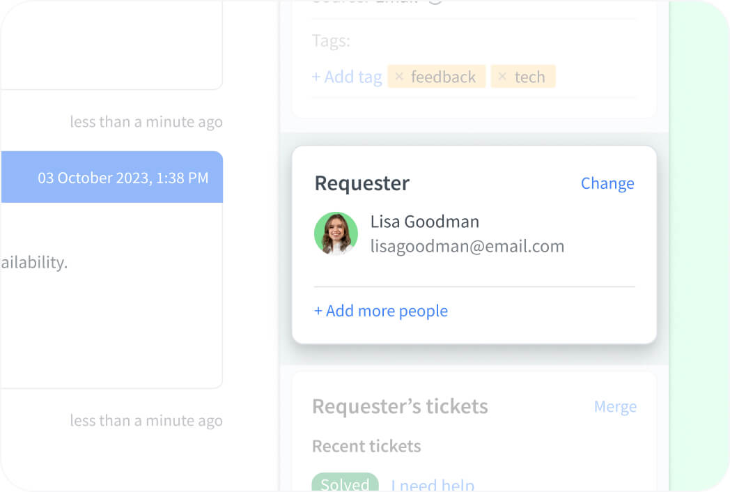 Requester info in the HelpDesk Ticket Management System