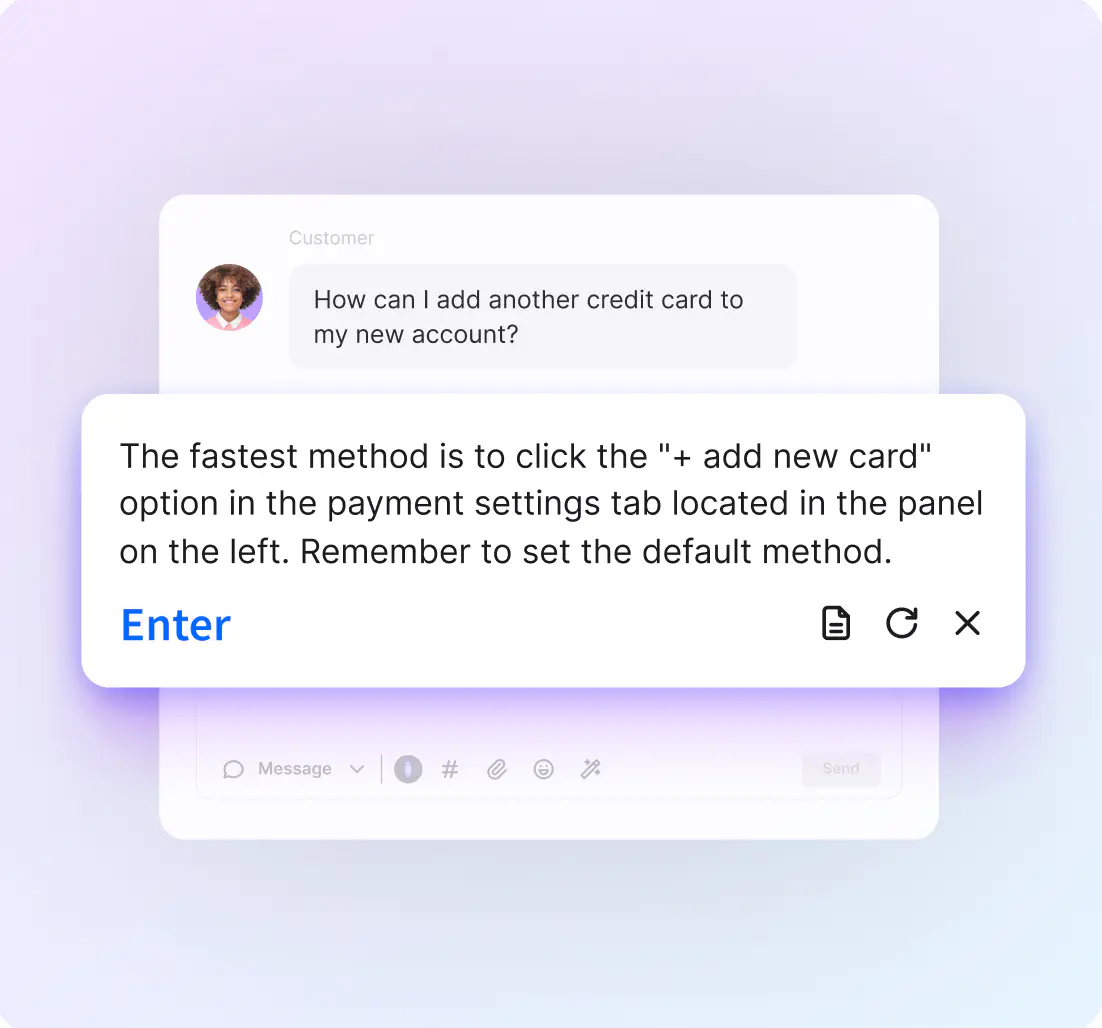 AI reply suggestion drafted for a customer ticket in HelpDesk