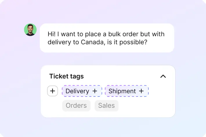 AI tag suggestions categorizing a ticket in HelpDesk